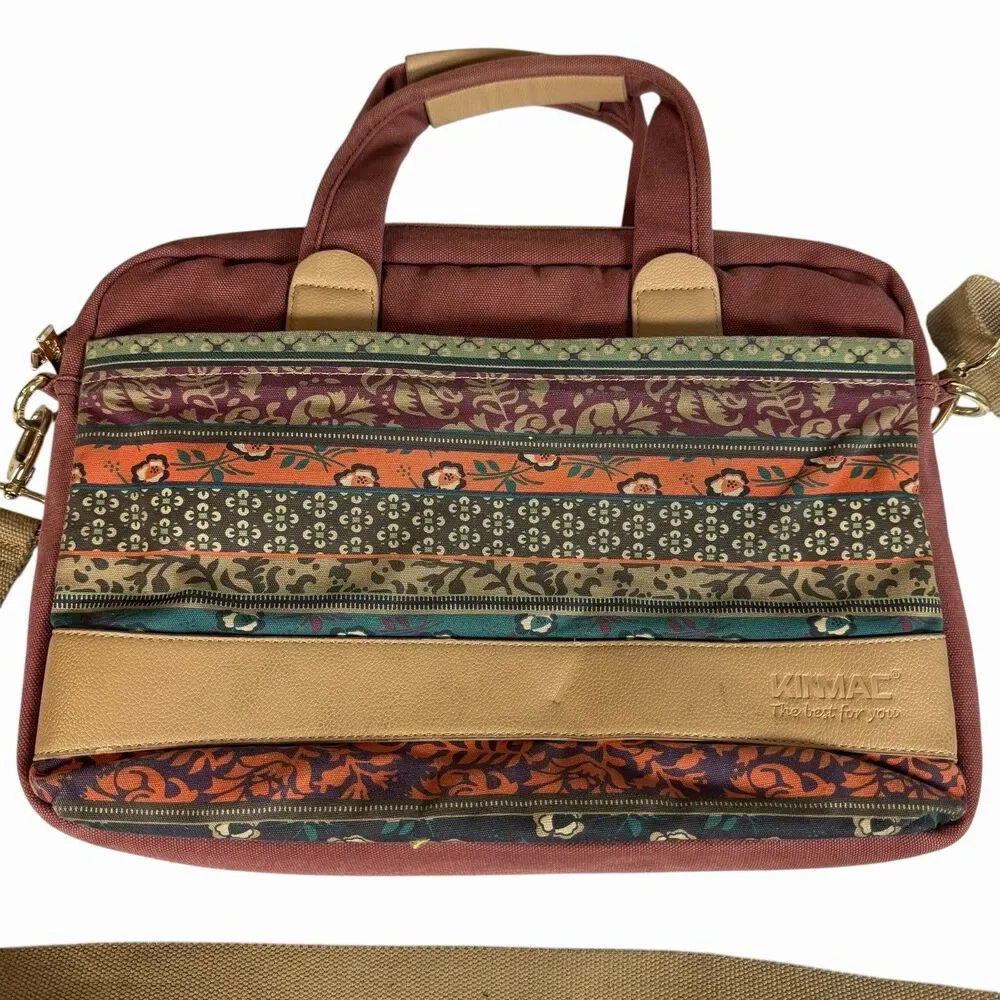Kinmac Laptop Shoulder Messenger Bag Multicolored Boho Floral